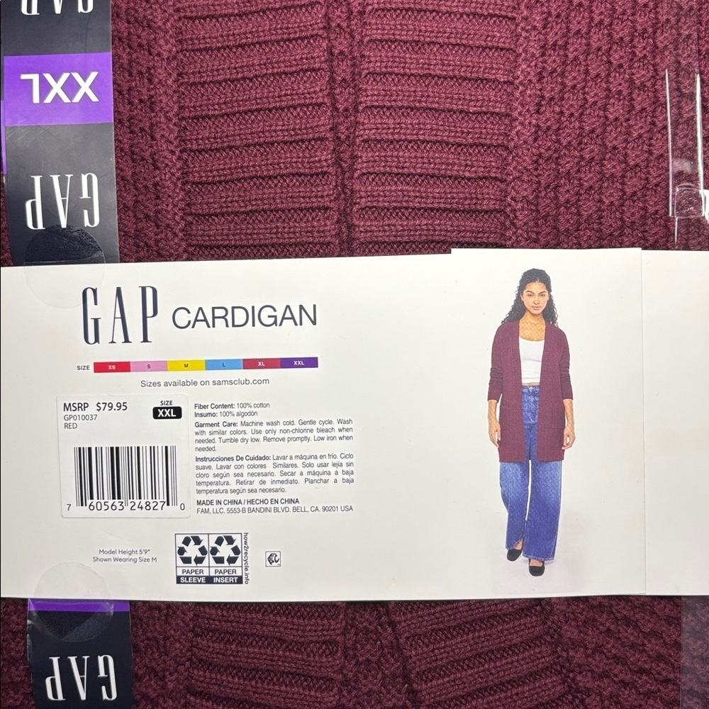 Gap Women's Long Sleeve 100% Cotton Open Cardigan Seed Knit with Pockets 😍 - Picture 8 of 9